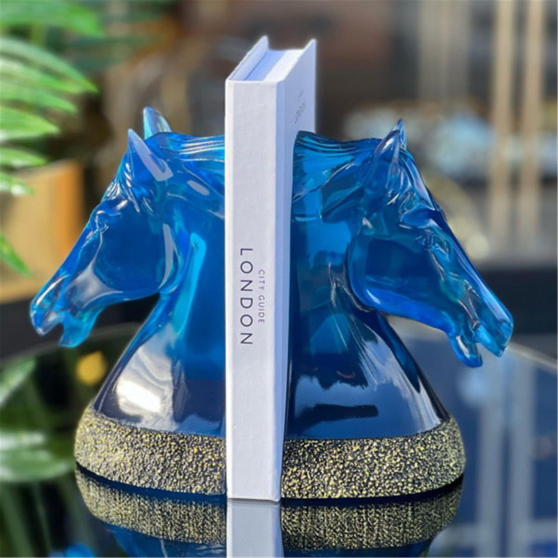 Reçine At Kitap Tutucu Mavi