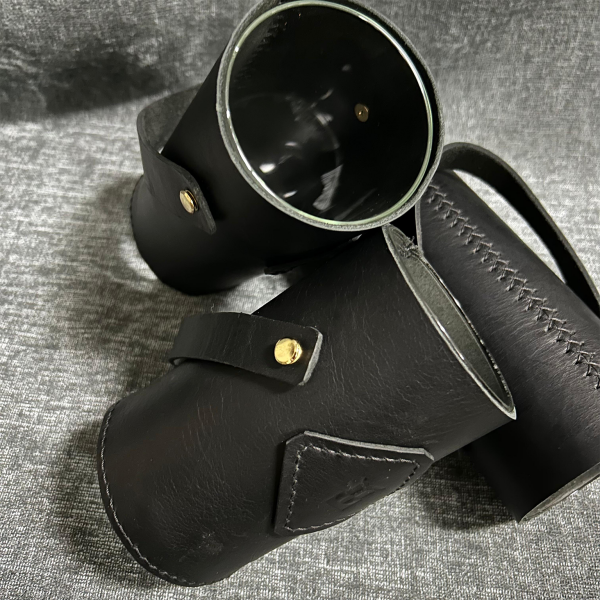 Dekoratif 3'lü Deri Kaplı Vazo - Siyah