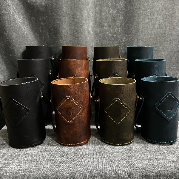 Dekoratif 3'lü Deri Kaplı Vazo - Siyah