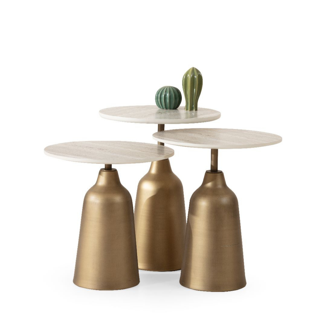 Beige Brass Zigon Sehpa