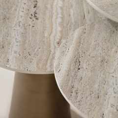 Beige Brass Zigon Sehpa