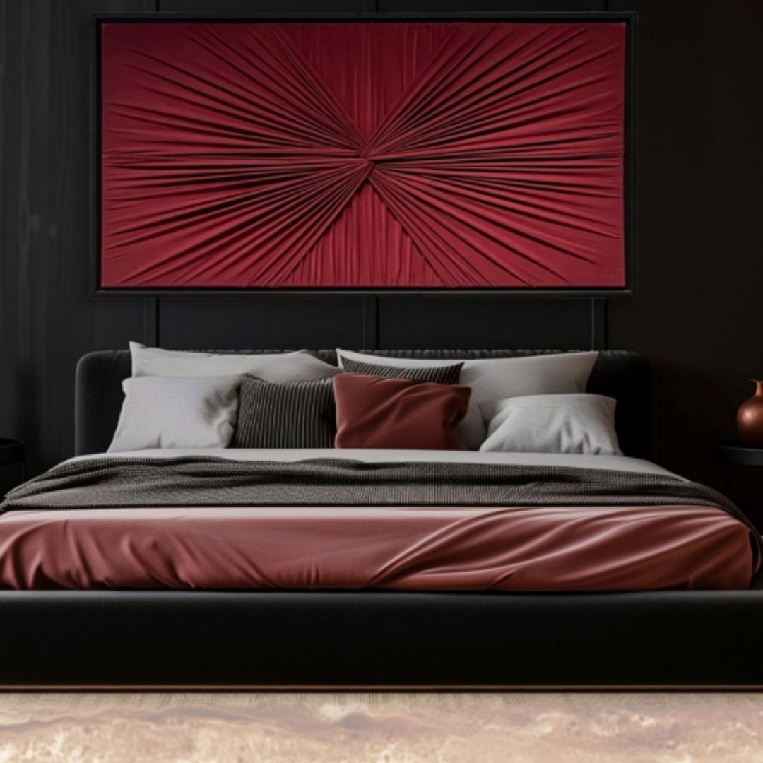 Ukyco El Yapmı Kumaş Tablo Bordo