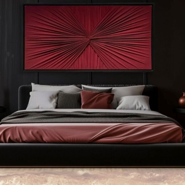 Ukyco El Yapmı Kumaş Tablo Bordo