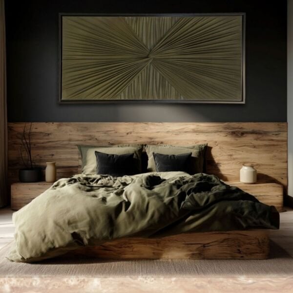 Ukyco El Yapmı Kumaş Tablo Haki Yeşil