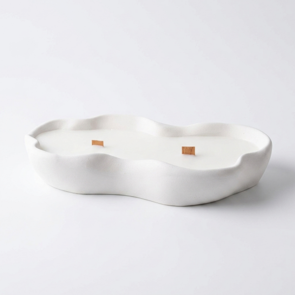 Uzun Dalgalı Mum 29,5 cm | Soya Wax Ahşap Fitil