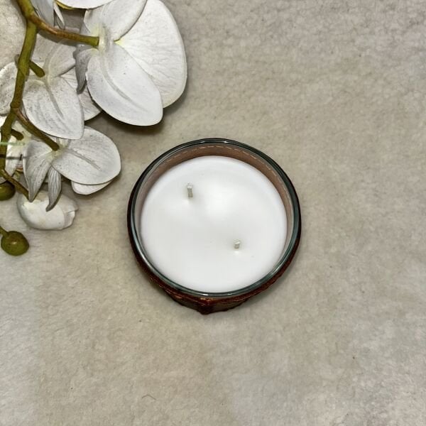 Taba Deri Kaplı Cam Mum