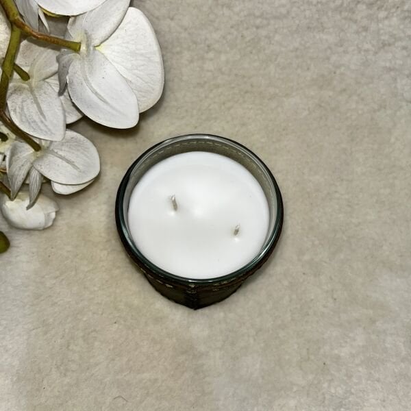 Oliv Deri Kaplı Cam Mum