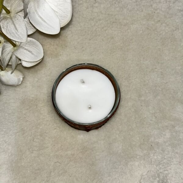 Taba Deri Kaplı Küçük Cam Mum