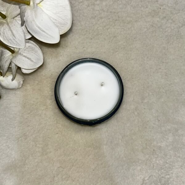 Turkuaz Deri Kaplı Küçük Cam Mum