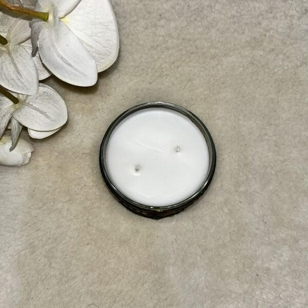 Oliv Deri Kaplı Küçük Cam Mum