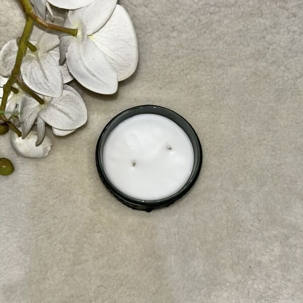 Sİyah Deri Kaplı Küçük Cam Mum