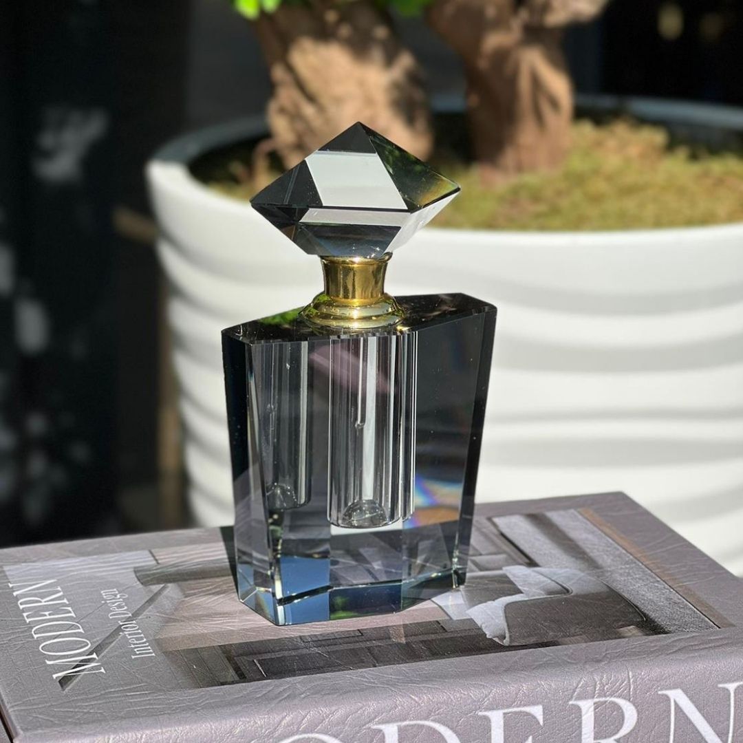 Elmas Kristal Parfüm Şişesi Füme Renk Small