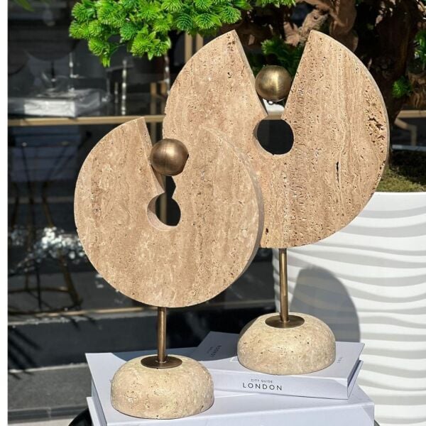 Traverten  2 li Anahtar  Dekor Gold Eskitme