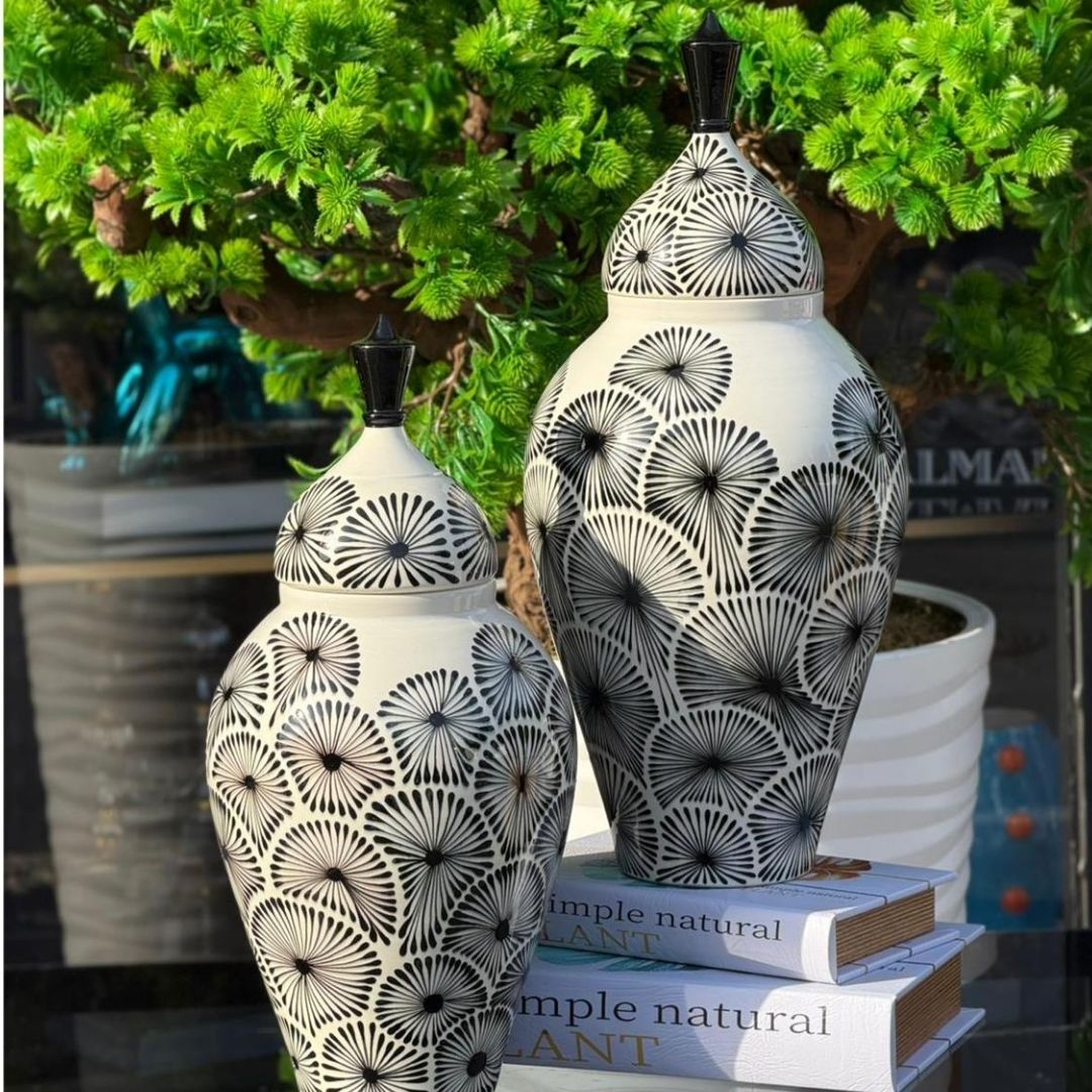 Siyah Beyaz 2 li Kasım Patı Kapaklı Küp