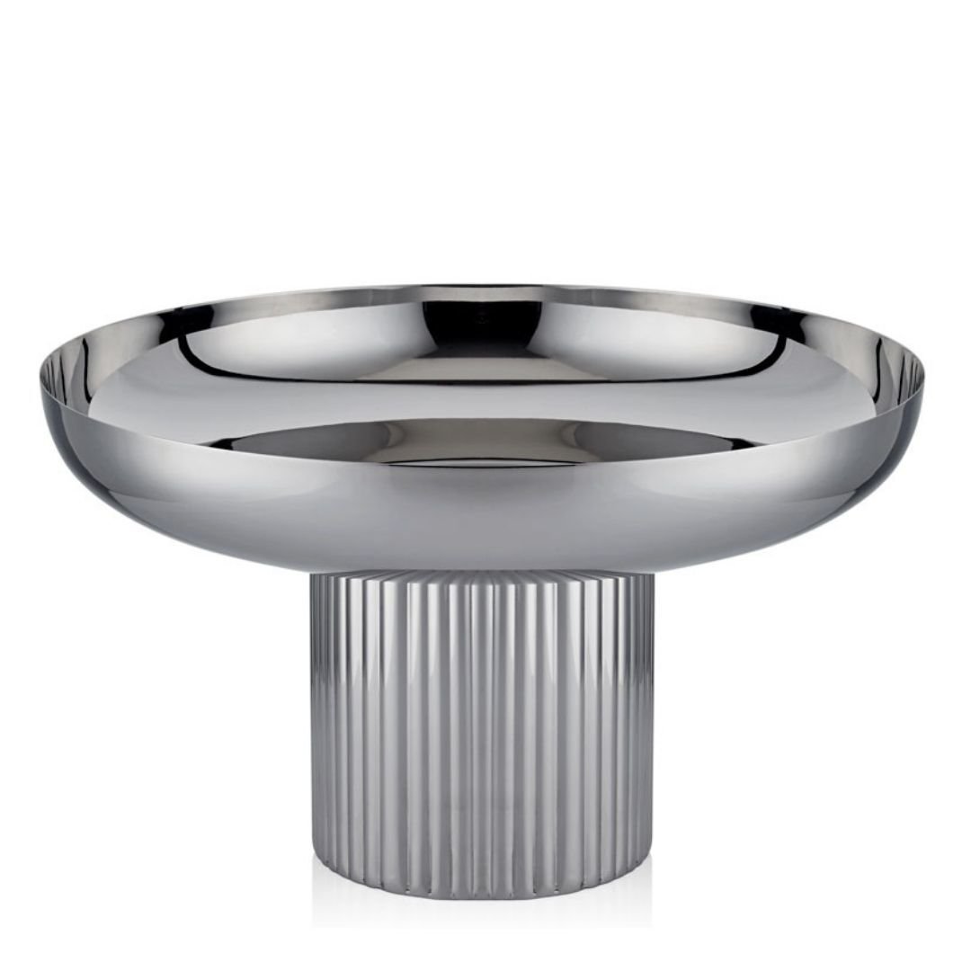 Lamadore Ayaklı Parlak Çelik Büyük Kase 38 cm