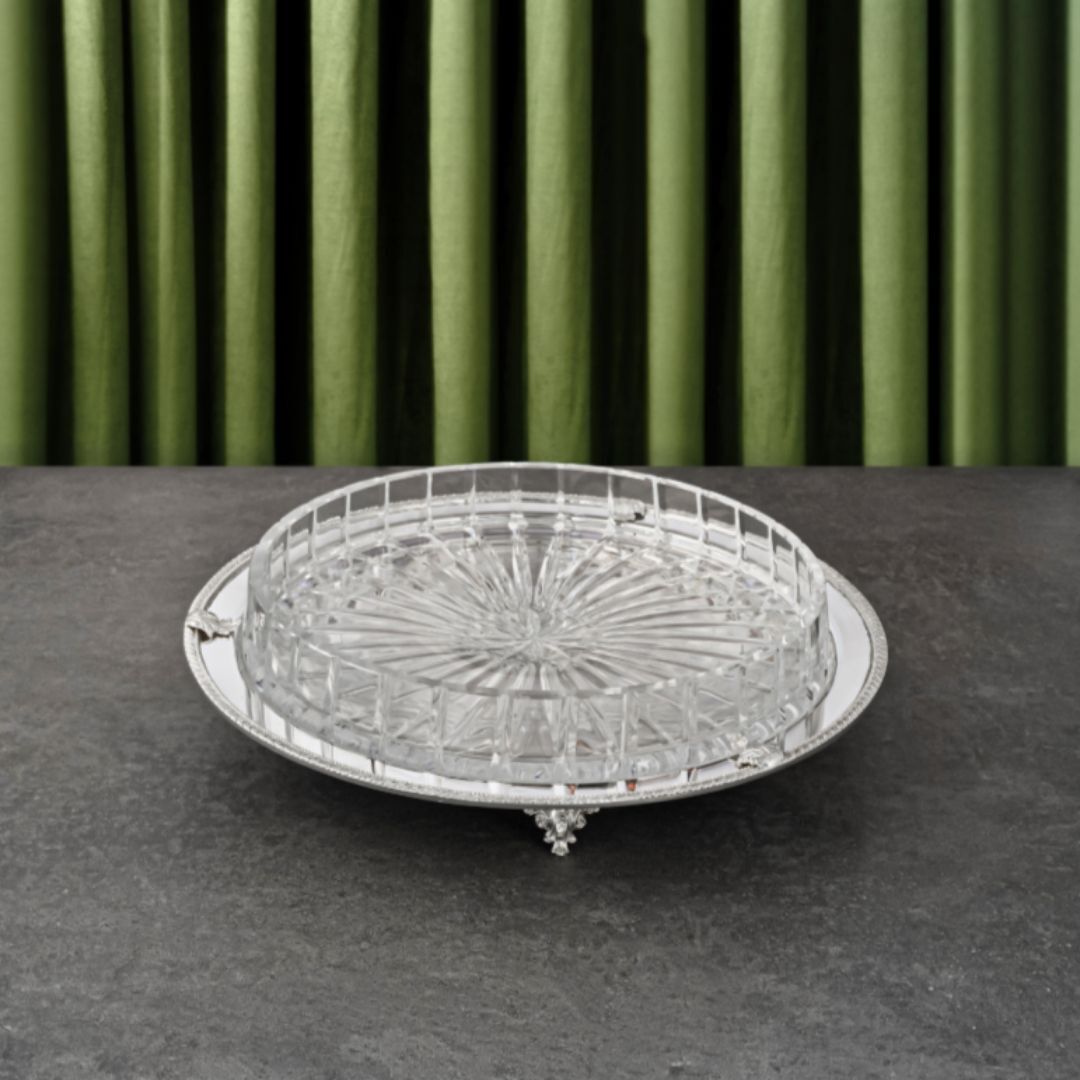 Tepsili Yapraklı İngiliz Bordür Sunum Seti 33 cm