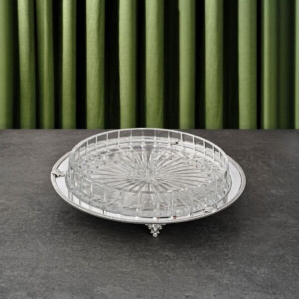 Tepsili Yapraklı İngiliz Bordür Sunum Seti 33 cm