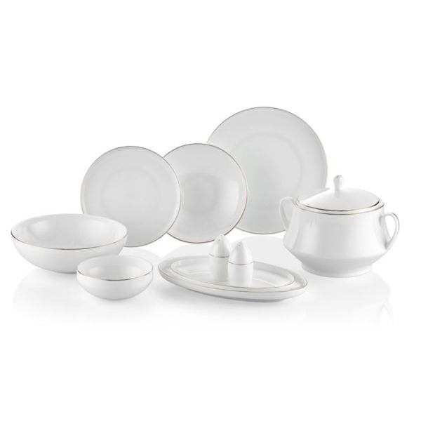 Joy Carmen Fine Bone Beyaz Gold 59 PRC Yemek Takımı