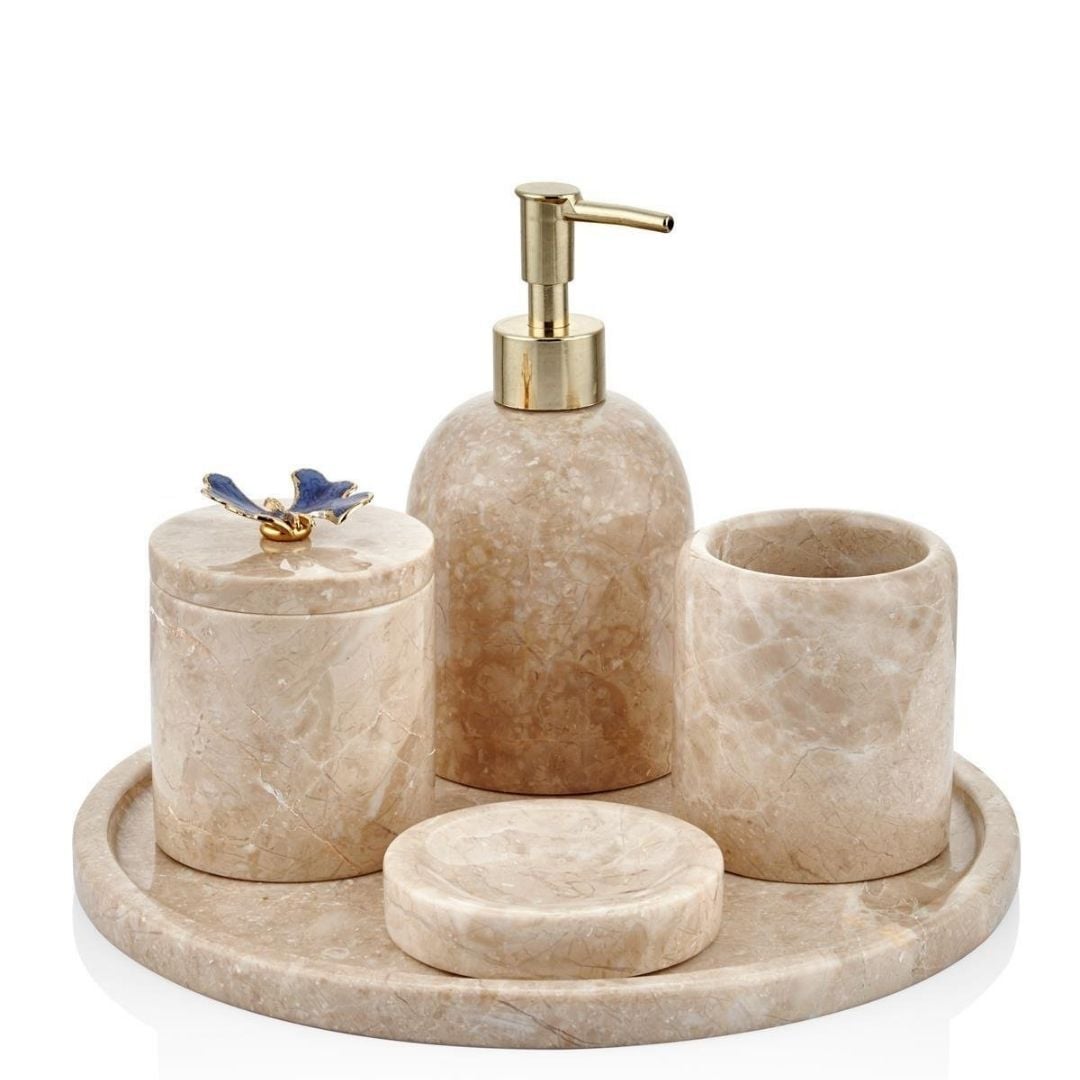 Banyo Seti Mermer Mavi Kelebek Model 5 prc