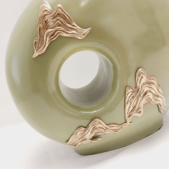 Luckyart Gold Dalgalı Yeşil Vazo 27x11x28 Cm