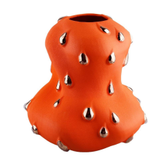 Luckyart Gold Damlalı Turuncu Vazo 33 Cm