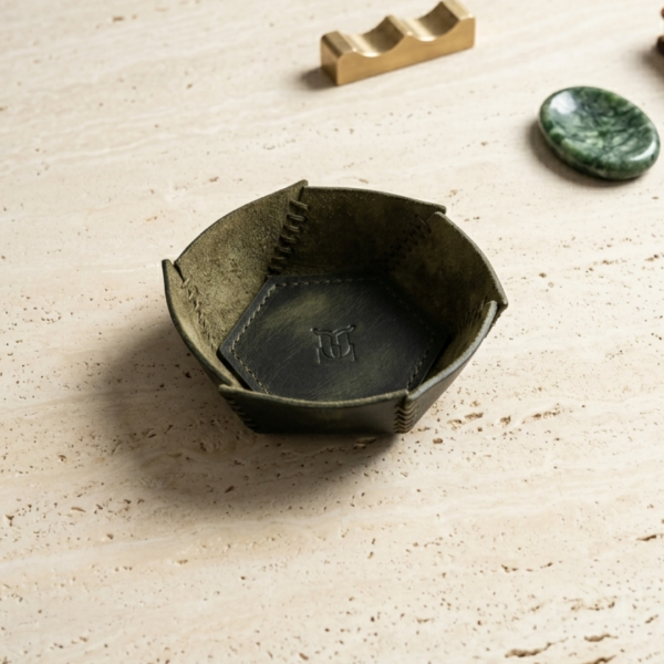 Hexo | Geometrik Deri Organizer - Oliv