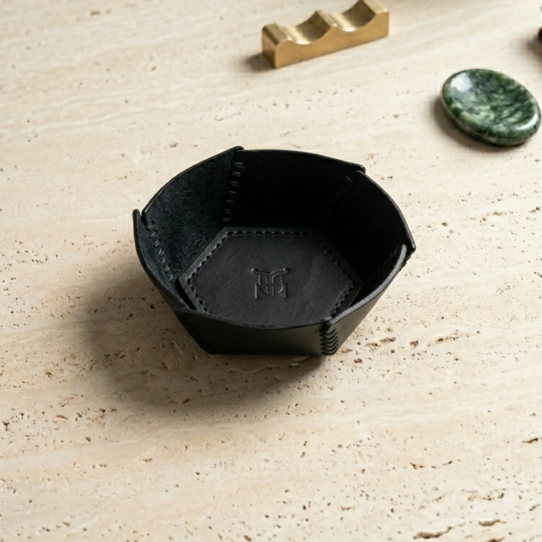 Hexo | Geometrik Deri Organizer - Siyah