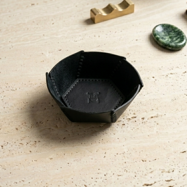 Hexo | Geometrik Deri Organizer - Siyah