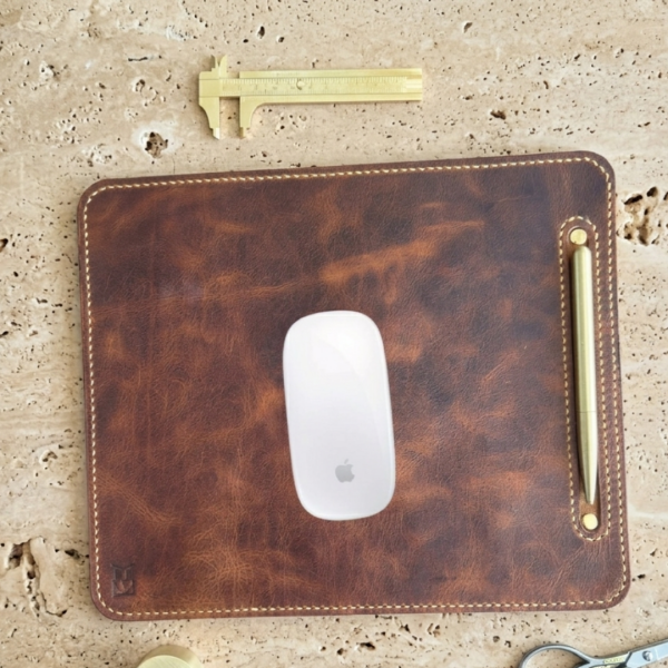 Deskpad | Hakiki Deri Zarif MousePad - Taba