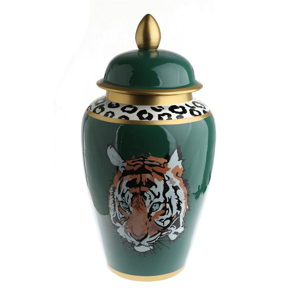 Luckyart Yeşil Kaplan Kapaklı Küp 23x23x44 Cm