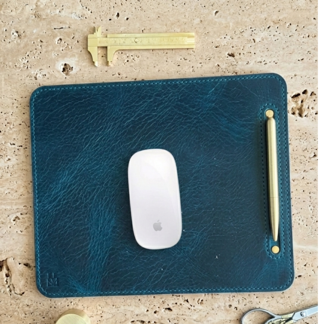 Deskpad | Hakiki Deri Zarif MousePad - Turkuaz