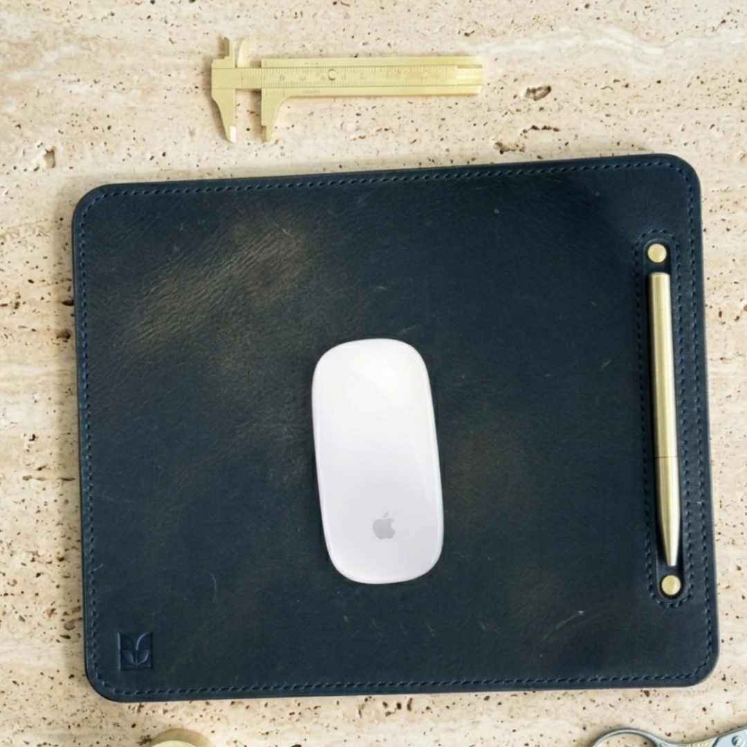 Deskpad | Hakiki Deri Zarif MousePad - Oliv