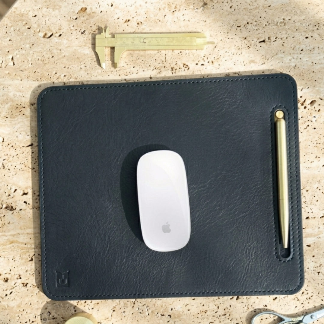 Deskpad | Hakiki Deri Zarif MousePad - Siyah