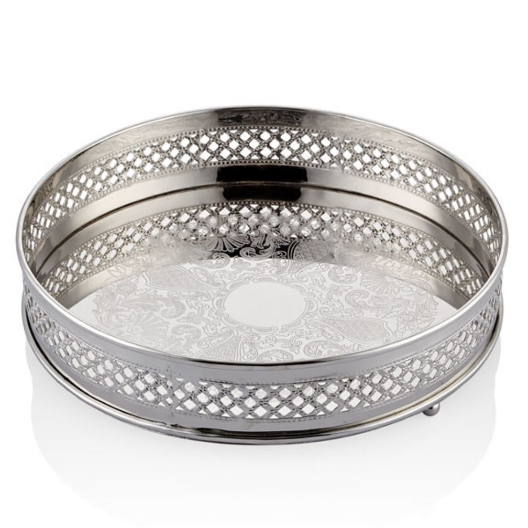 La'medore Gümüş  Yuvarlak Tepsi  32 cm