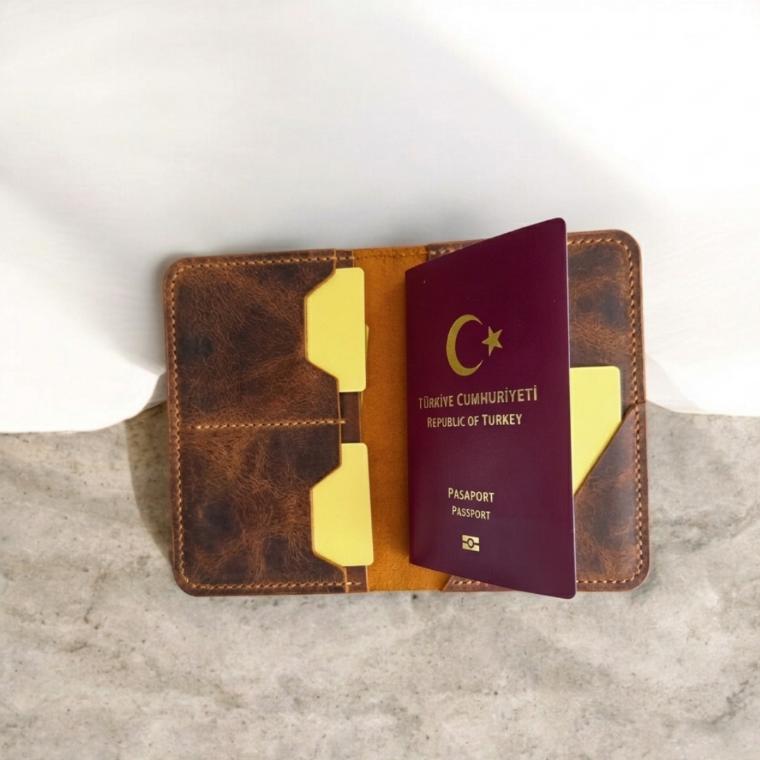 Porta | Deri Kart Bölmeli Pasaportluk - Taba