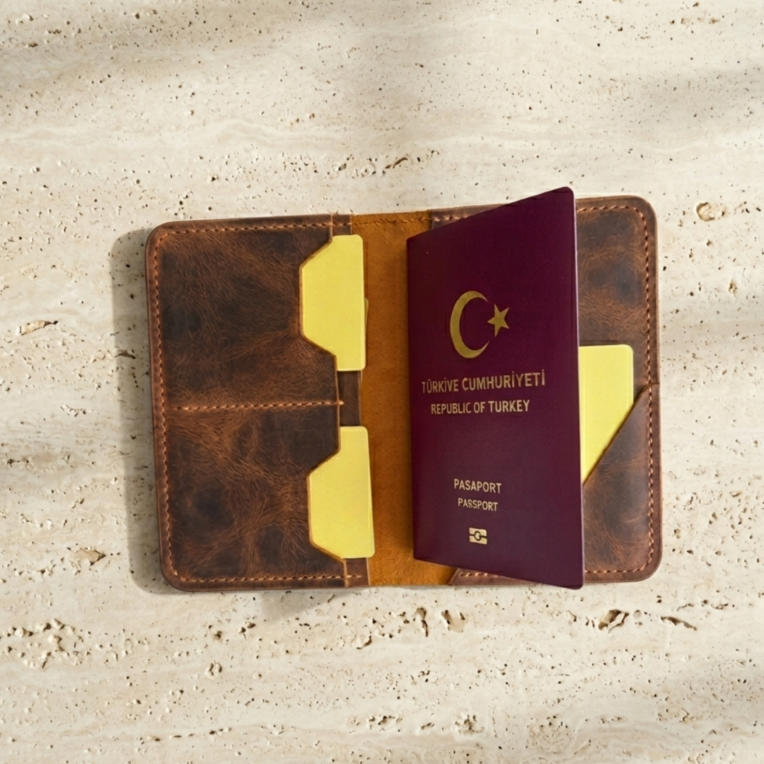 Porta | Deri Kart Bölmeli Pasaportluk - Taba