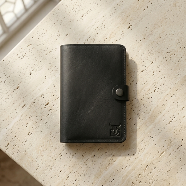 ZipSnap | Deri Çıtçıtlı Organizer Cüzdan - Siyah