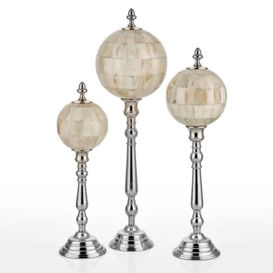 Milan Bej Gecıslı 3 Lu Dekoratif Toplar 51 x42.5 x 35.5 Cm