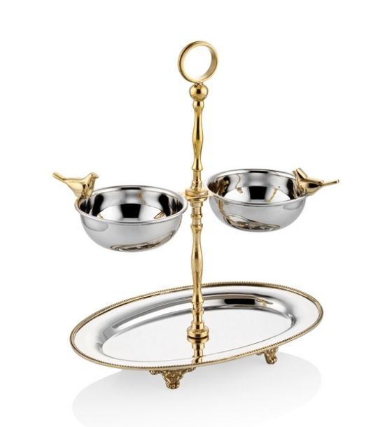 Black Pearl Kuşlu 2 katlı İkramlık