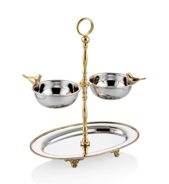 Black Pearl Kuşlu 2 katlı İkramlık