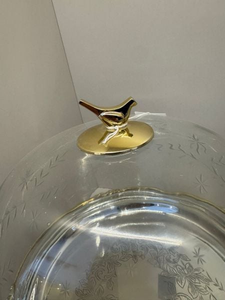 Blackpearl Kuşlu Büyük Boy Cam Kapaklı Kek Fanus