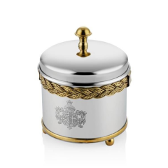 Blackpearl Gold  Halat Desenli Yuvarlak Kavanoz 11x12x6 cm