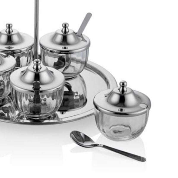 Lamadore Baharatlık Gümüş 5'li Set 23x23x19 cm