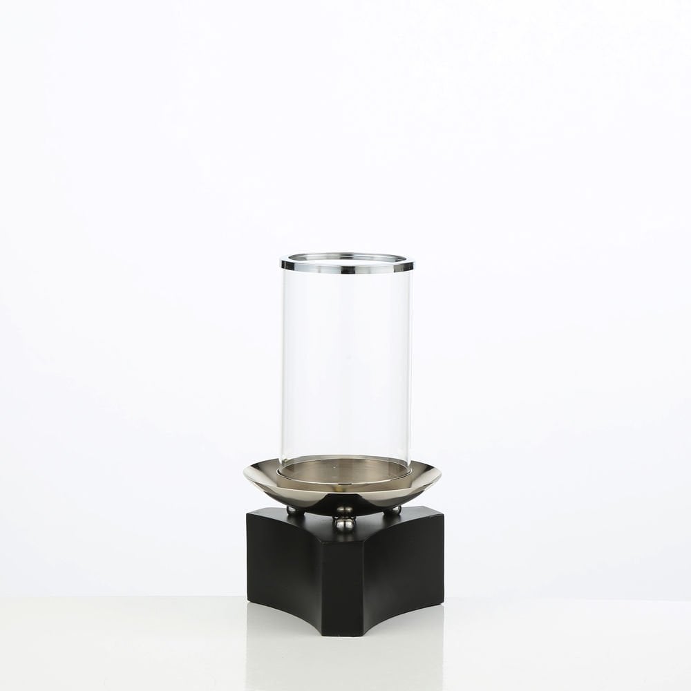 Vitale Siyah Tabanlı Cam Mumluk 16*16*27 Cm