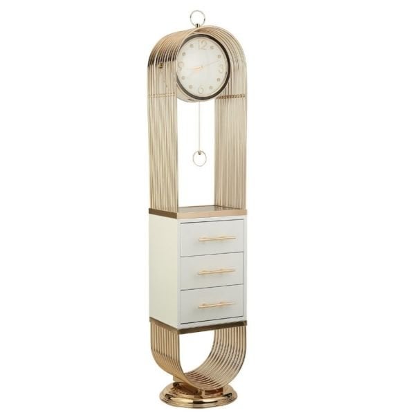 Gold Üç Çekmeceli Beyaz Saat 42x42x176 cm