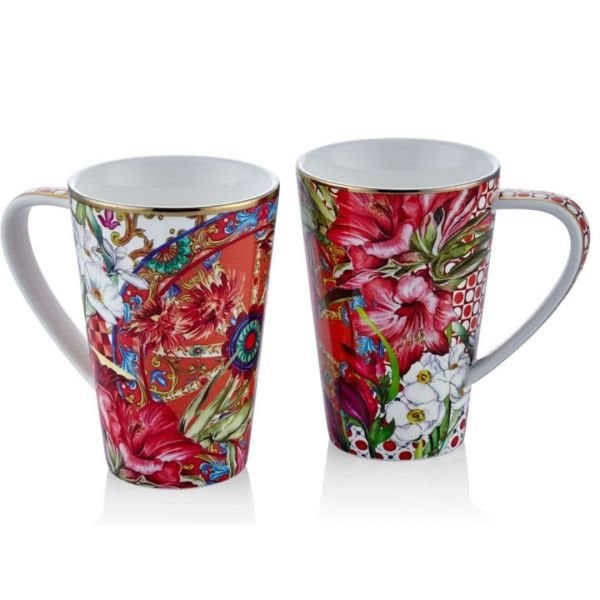 Lilyum desenli 2li kupa seti