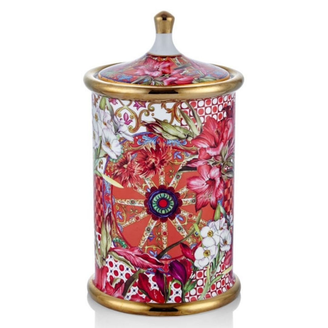 Lilyum Desenli Medıum Kavanoz