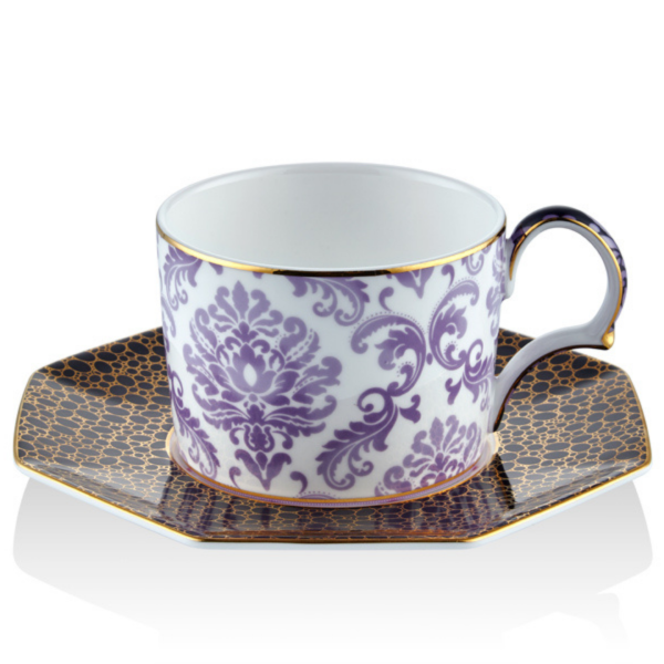 Lamedore Tea Delight Tea Cup & Saucers Iris Purple (çay bardağı ve tabağı)