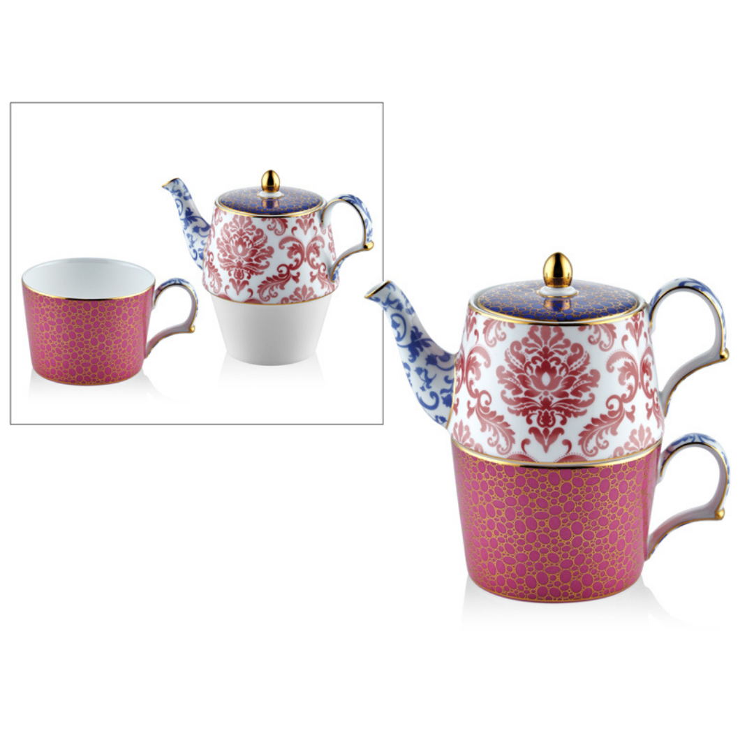 Lamedore Tea Delight Tea For One w/Saucer + Infuser (Bardak Ve Demlik)
