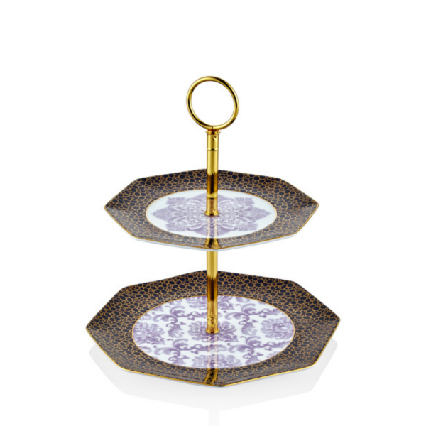 Tea Delight İki Katlı Kek Standı Iris Purple